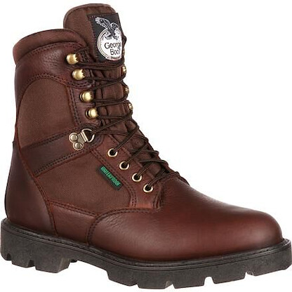GEORGIA BOOT Men's 8" Homeland Steel Toe Waterproof Work Boot Brown - G107