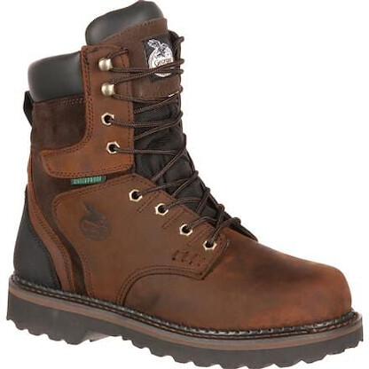 GEORGIA BOOT Men's 8" Brookville Soft Toe Waterproof Work Boot Dark Brown - G9134