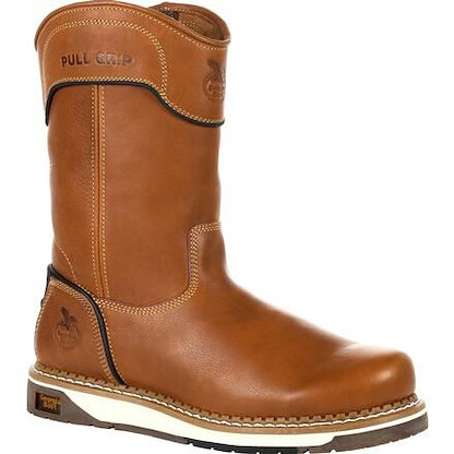 GEORGIA BOOT Men's 10" AMP LT Wedge Soft Toe Pull On Work Boot Brown - GB00349