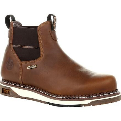 GEORGIA BOOT Men's 5" AMP LT Wedge Soft Toe Waterproof Chelsea Work Boot Brown  - GB00352