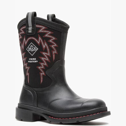 Muck Boot Company Little Kids' Chore Western Boot Black/Red - MCHWC02
