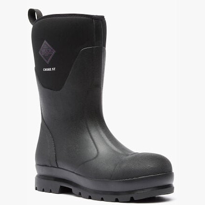Muck Boot Company Women's 12" Chore Classic Mid Steel Toe Waterproof Work Boot Black - MCMPW00