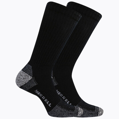 Merrell Unisex Performance Safety Toe Crew Socks Black (2 pairs) - MEA33638C2B2001-BLACK