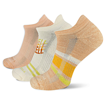 Merrell Unisex Recycled Top Stripes Light Weight Cushioned No-Show Tab Socks Peach Assorted (3 pairs) - MEA33877T3B2001-PCAST