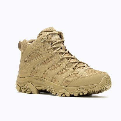MERRELL WORK Men's Moab 3 Mid Tactical Waterproof Work Boot Dark Coyote  - J004111