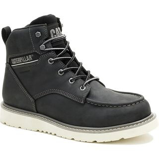 CATERPILLAR Men's Reclaimer Waterproof Full Grain Leather Wedge Work Boot Black - P51106