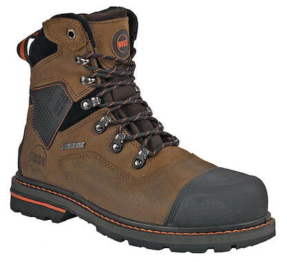 HOSS Men's 6" Range Composite Toe PR Waterproof Work Boot Brown Bison Leather - 61110