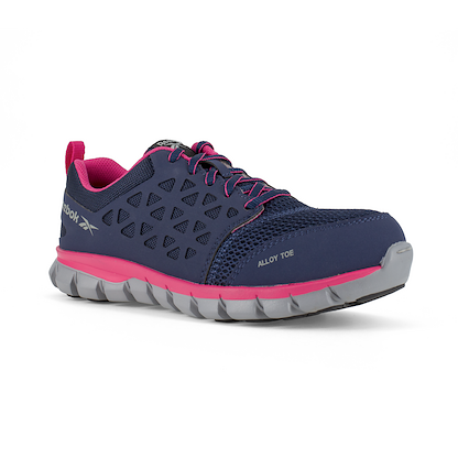Reebok Work Women's Sublite Cushion Alloy Toe EH Athletic Work Shoe Navy/Pink - RB046