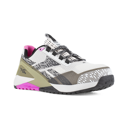 Reebok Work Women's Nano X1 Adventure Composite Toe Athletic Work Shoe Silver/Army Green/Pink - RB383