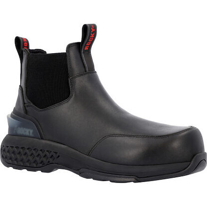 ROCKY WORK Men's 6" Code Red Station Slip-On Composite Toe Work Boot Black - RKD0114