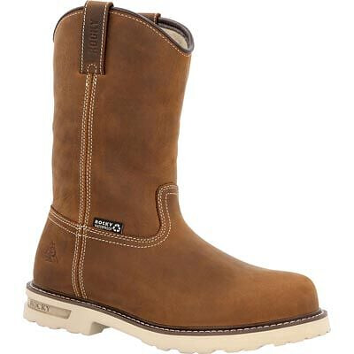 ROCKY Men's 11" Grindstone XTR Waterproof EH SR Full-grain Leather Soft Toe Pull-On Western Work Boot Crazy Horse - RKK0491