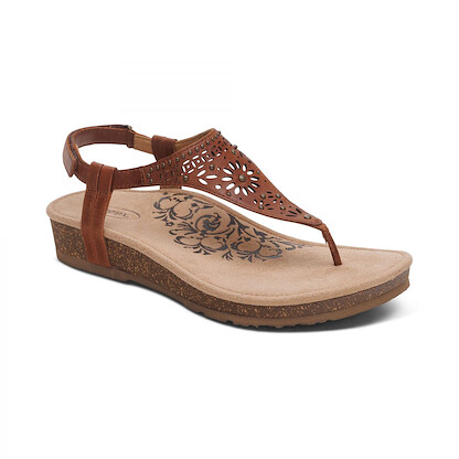Aetrex Women's Evelyn Thong Sandal Walnut - SC241W
