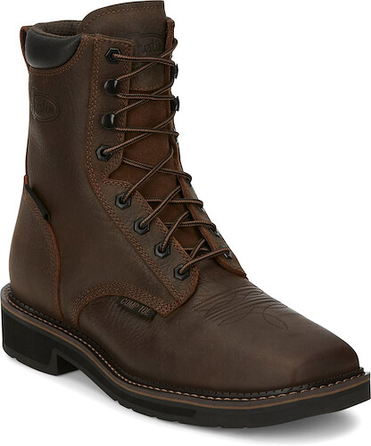 JUSTIN WORK Men's 8" Driller Composite Toe EH Waterproof Work Boot Aged Bark - SE462
