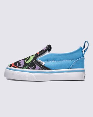 VANS Toddlers' Slip-On V Shoe Glow Sharks Blue/Multi - VN000D0TBER