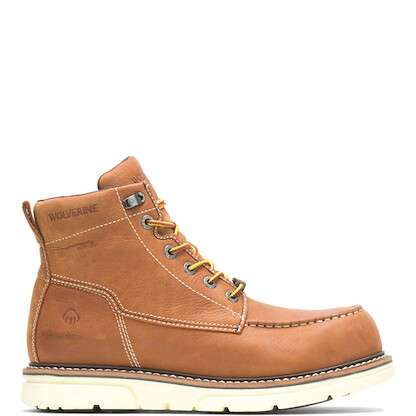 WOLVERINE Men's I-90 6" DuraShocks® Moc Toe Soft Toe Work Boot Tan - W200051