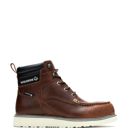 WOLVERINE Men's 6" Trade Wedge Moc Toe Soft Toe Waterproof Work Boot Rust - W230056