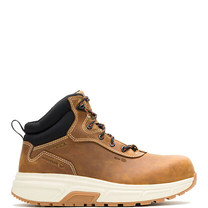 WOLVERINE Men's Ride Performance Wedge Mid CarbonMax® Waterproof EH SR Composite Toe Full-grain Leather Work Boot Cashew - W251095