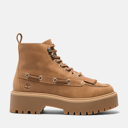 Timberland Women's Stone Street Platform Kiltie Boot Wheat Full Grain Leather - TB0A27YZEN1