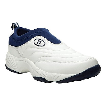 Propet Men's Wash N Wear Slip-On Shoe White Leather/Navy - M3850SWN