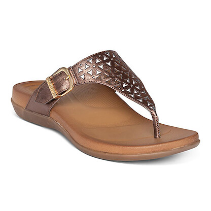Aetrex Women's Rita Bronze Adjustable Thong Sandal - AE802W