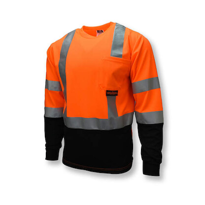 Radians Men's Type R Class 3 Long Sleeve Black Bottom T-Shirt Hi-Vis Orange - ST21B-3POS