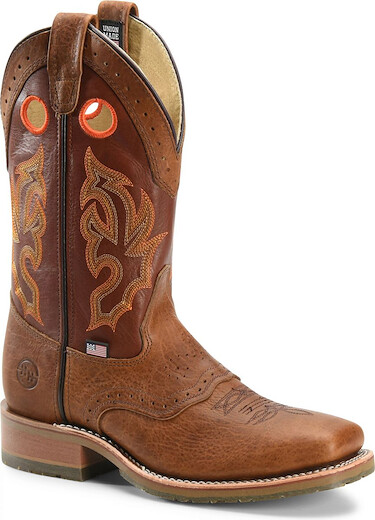 Double-H Boots Men's  12" Mickey Steel Toe I.C.E.™ Roper Work Boot Brown - DH5400