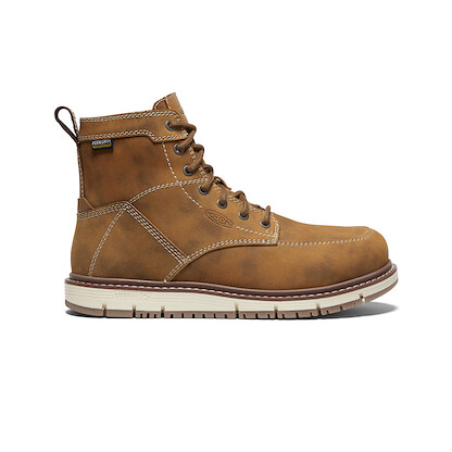 KEEN Utility Women's 6" San Jose Alloy Toe Waterproof Wedge Work Boot Almond/Gum - 1026369