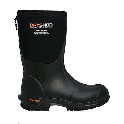 Dryshod Men's Mudcat Mid Farm Boot Black/Orange - MDC-MM-BK