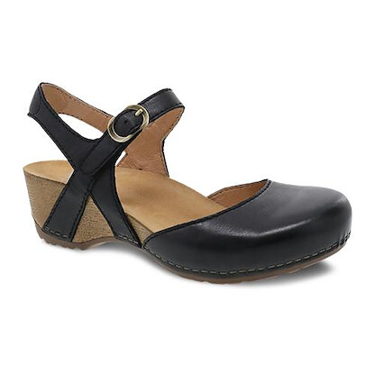 Dansko Women's Tiffani Sandal Black Milled Burnished Leather - 1710501600