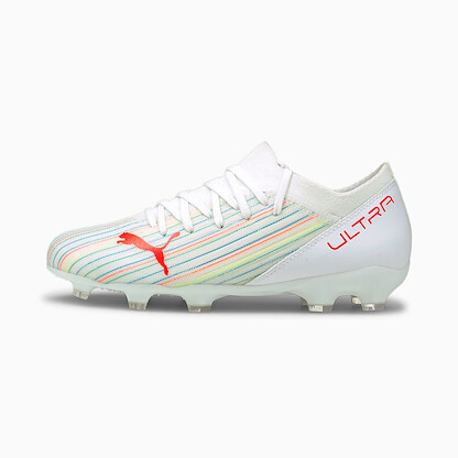 PUMA Unisex Kids' Ultra 3.2 Jr Firm Ground/Artificial Ground Soccer Cleats White/Red Blast/White - 10636006