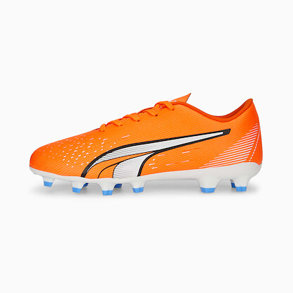 PUMA Unisex Kids' Ultra Play Firm Ground/Artificial Ground Soccer Cleats Ultra Orange/White/Blue Glimmer - 10723301