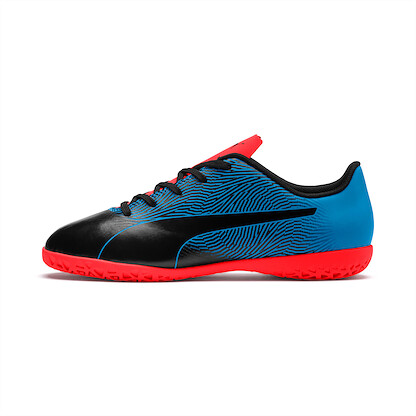 PUMA Unisex Kids' Spirit II Jr Indoor Training Soccer Shoes Black/Bleu Azur/Red Blast - 10552801