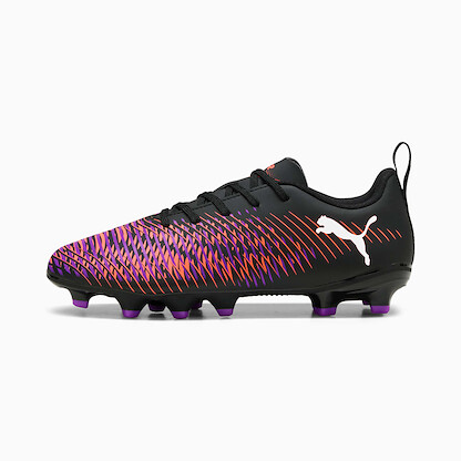 PUMA Unisex Kids' Future 8 Play Firm/Artificial Ground Soccer Cleats Puma Black/Puma White/Glowing Red - 10814401