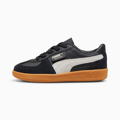 PUMA Unisex Little Kid's Palermo Leather Sneaker Black/Feather Gray/Gum - 39727603