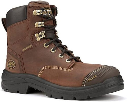 OLIVER Men's 55 Series 6" Lace Up Waterproof Steel Toe Work Boot Brown - 55-335