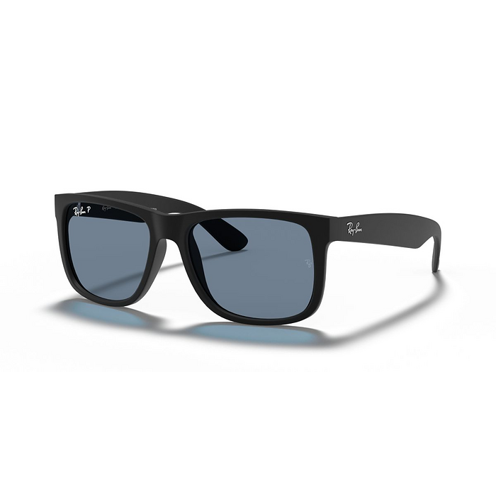 Ray-Ban Men's Justin Classic Sunglasses Matte Rubber Black/Dark Blue (55 mm)  - 0RB4165-622/2V 55
