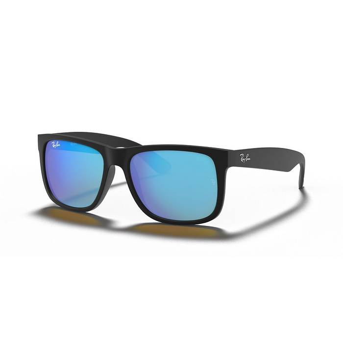 Ray-Ban Men's Justin Color Mix Sunglasses Matte Rubber Black/Blue Mirror (55 mm) - 0RB4165-622/55 55