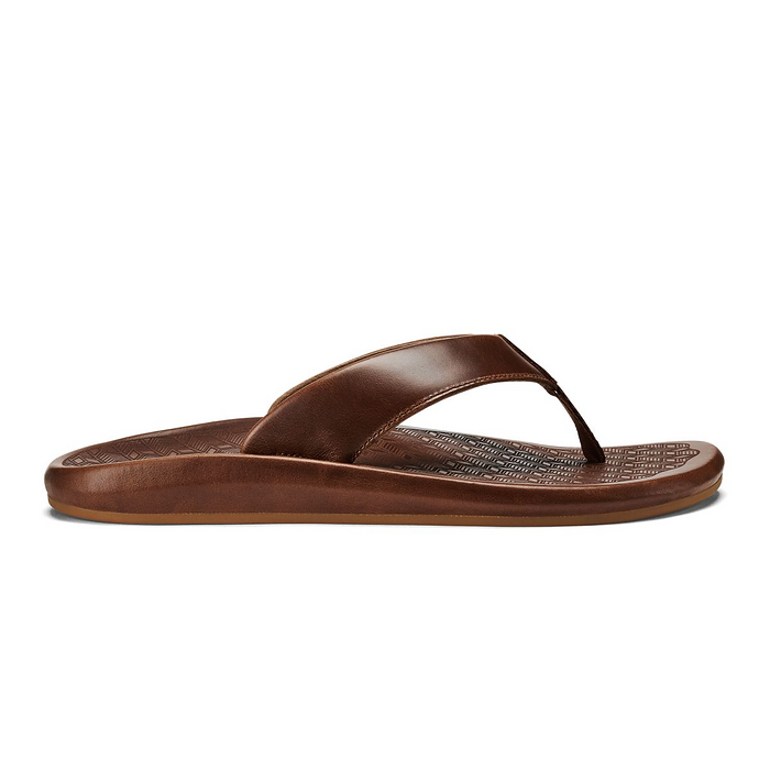 OluKai Men's Ilikai Leather Flip Toffee/Toffee - 10492-3333