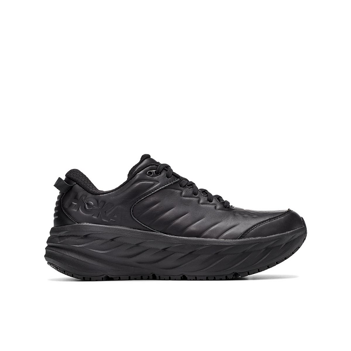 HOKA Men's Bondi SR Wide Leather Slip Resistant Work Shoe Black/Black - 1110520-BBLC