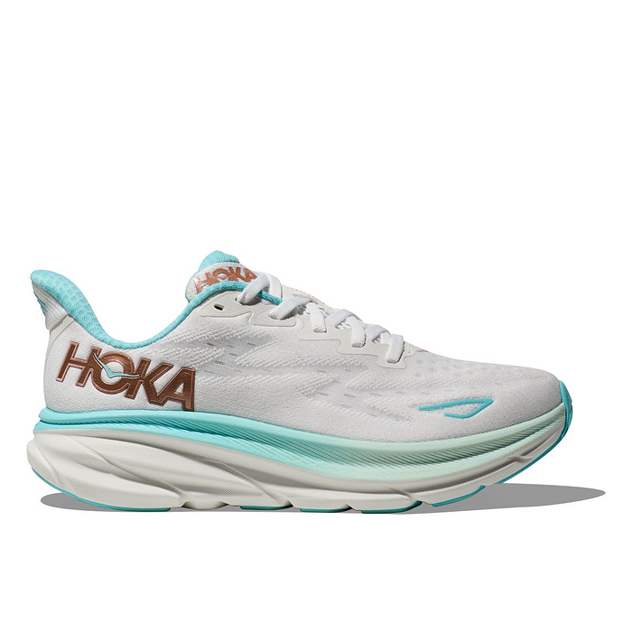 HOKA Women's Clifton 9 Wide Running Shoe Frost/Rose Gold - 1132211-FTRS