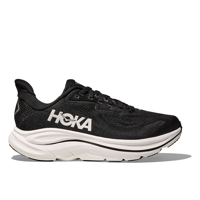 HOKA Women's Clifton 10 Wide Running Shoes Black/White - 1162050-BWHT