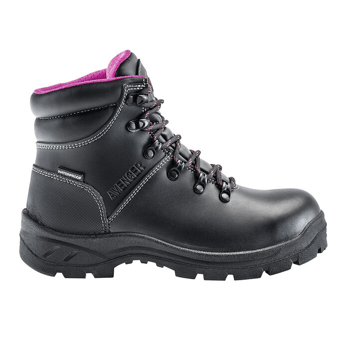Avenger Women's 6" Builder Soft Toe EH Waterproof Work Boots Black/Pink - A8674