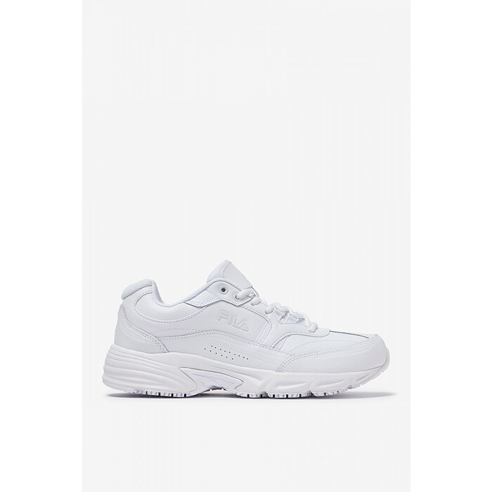 FILA WORK Men's Memory Workshift Wide Width Soft Toe Slip Resistant Work Shoe White/White/White - 1SGW0002-100
