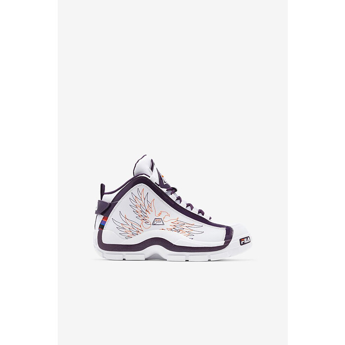 FILA Unisex Kids' Grant Hill 2 History Basketball Shoes White/Purple Pennant/Vibrant Orange - 3BM01367-133