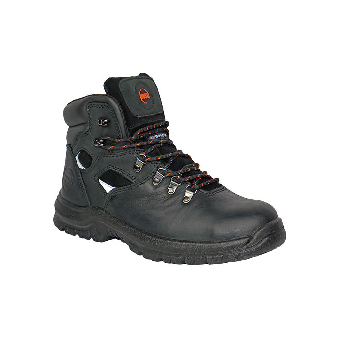 HOSS Men's 6" Adam Steel Toe Waterproof Work Boot Black Buffalo Leather - 60122