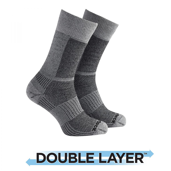 Wrightsock Unisex Light Hike Crew Double Layer Anti-Blister Socks  Black/White - 696-0501