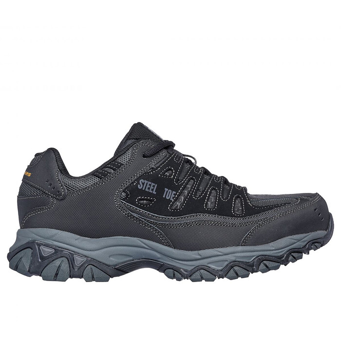 SKECHERS WORK Men's Relaxed Fit: Cankton ST Steel Toe Athletic Work Shoe Black/Charcoal - 77055-BKCC