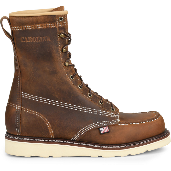 CAROLINA Men’s 8” AMP USA Steel Toe Moc Toe Wedge Work Boot Brown - CA8512