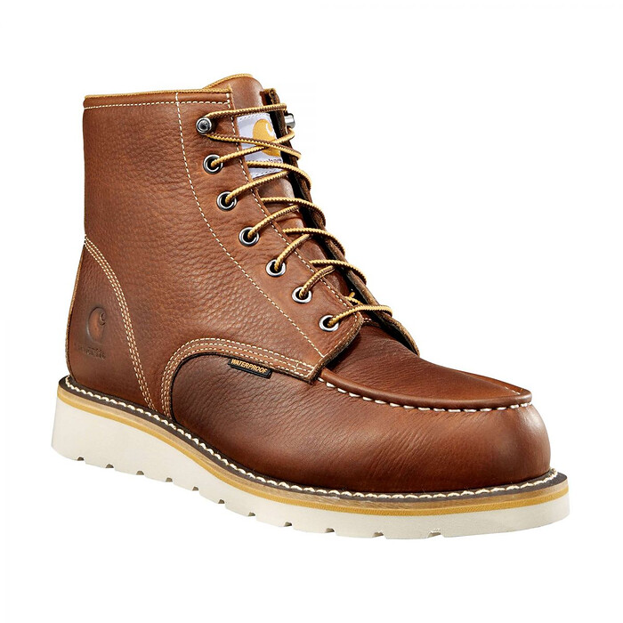 Carhartt Men's 6" Moc Toe Wedge Soft Toe Waterproof Work Boot Soft Tan Full Grain Leather - CMW6175