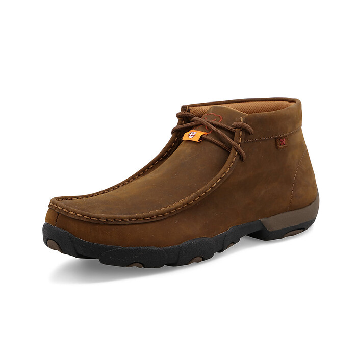 Twisted X Men's Soft Toe Work Chukka Driving Moc Work Boot Distressed Saddle - MDMSD01